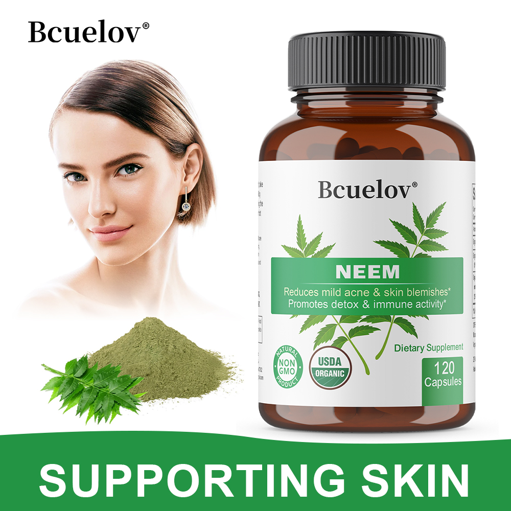 Herbal Wellness - Capsules de feuilles de Neem biologiques,