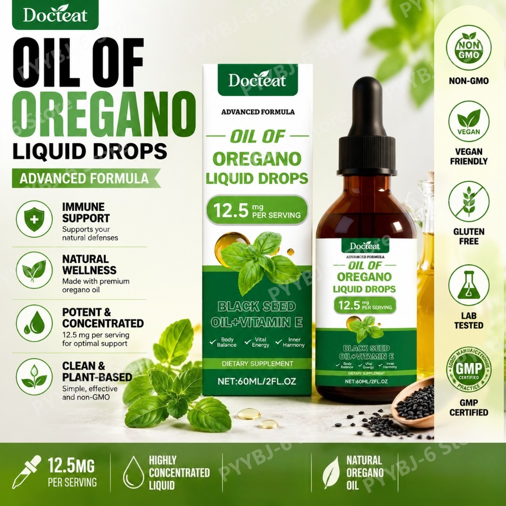 Herbal Wellness Drops - Huile d'origan liquide en gouttes 60ml,